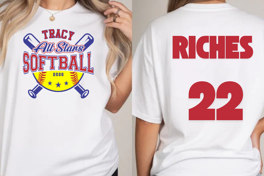 Adult- Softball Logo with Name & Number